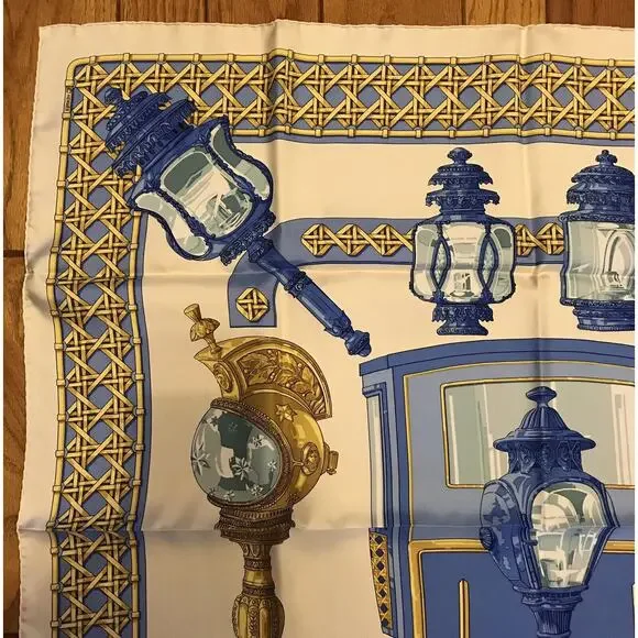 HERMES Scarf Carriage Lights Feux De Route Silk 35” by Caty Latham New with Box - Picture 3 of 10